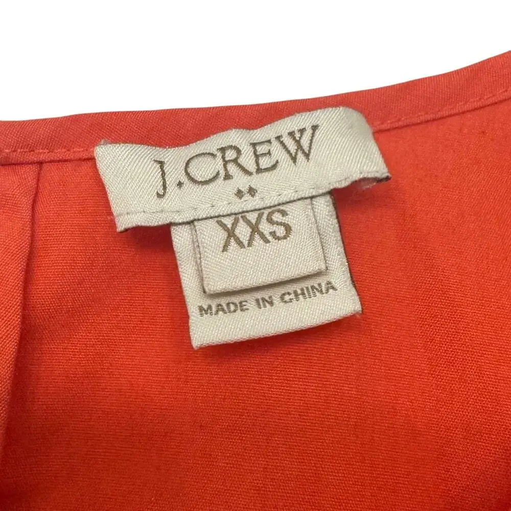 J.Crew‎ Blouse Women's XXS Top Orange Eyelet Flutter Sleeve Summer Cotton Blend